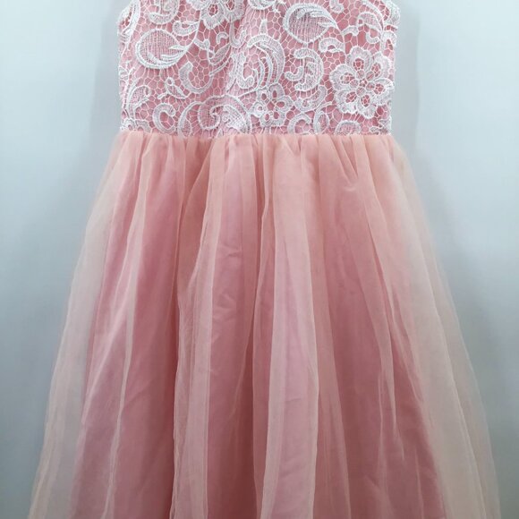 Pink Party Dress for a Princess! White Lace Tulle Ballgown Easter Flower Girl - Picture 5 of 15